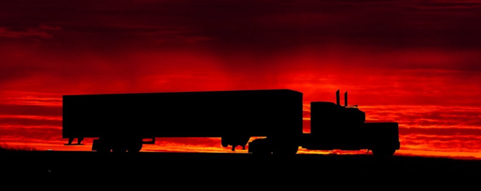 Shipping Truck at Sunset