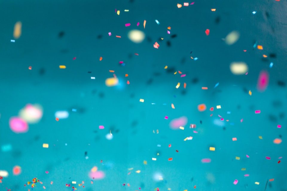Confetti falling down in celebration
