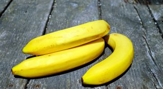 Bananas on a wooden deck