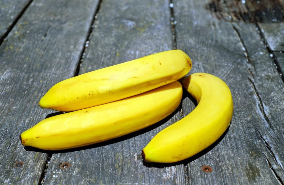 Bananas on a wooden deck
