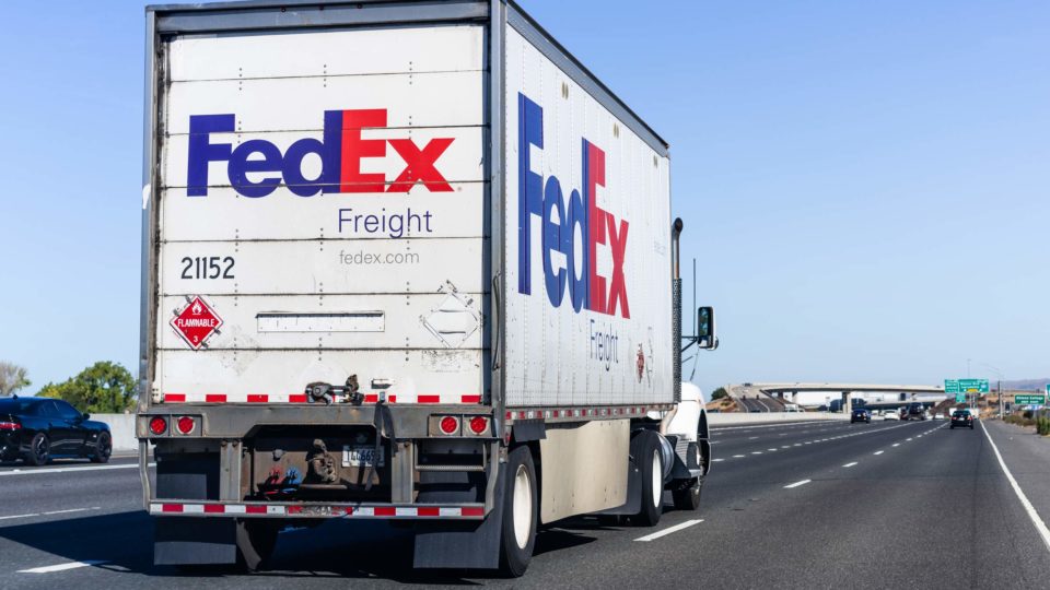 FedEx Freight truck on the highway